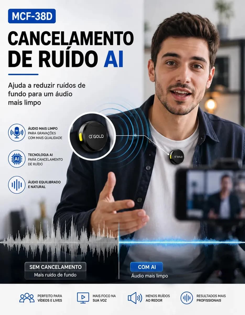 Microfone Lapela Duplo Anti Ruído Tipo C E Lightning iPhone — imagem 4