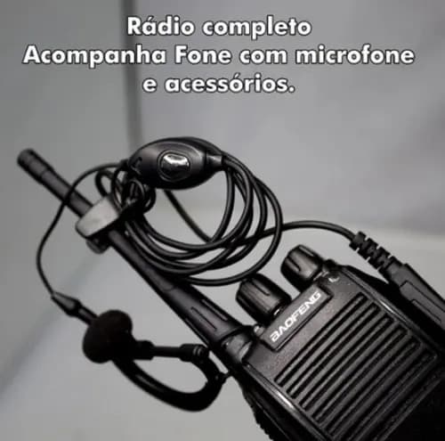 Kit 2 Walkie Talkie Bf-777s Radio Comunicador Com Fone De Longo Alcance Portátil Com Lanterna Integrada Cor Preto — imagem 2
