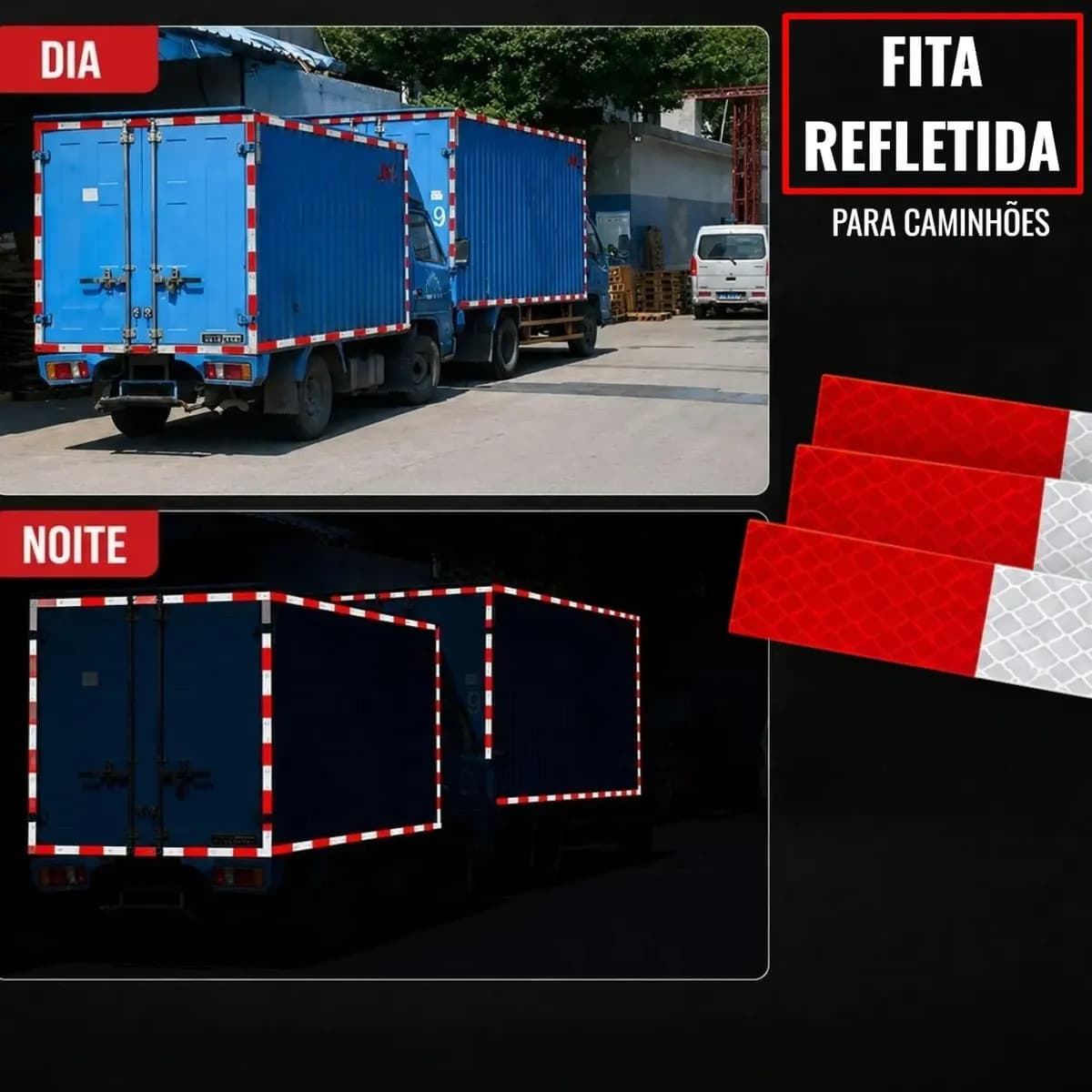 Faixa Refletiva Para-choque Caminhão 2,40m Vermelho Prata — imagem 4