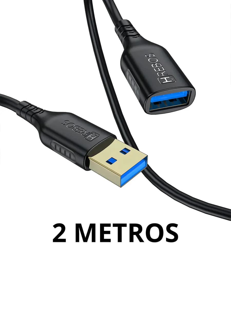 Cabo Extensor Usb 3.0 Usb Macho Fêmea 2 Metros Preto Macho e Fêmea 2 Metros Preto Turbo