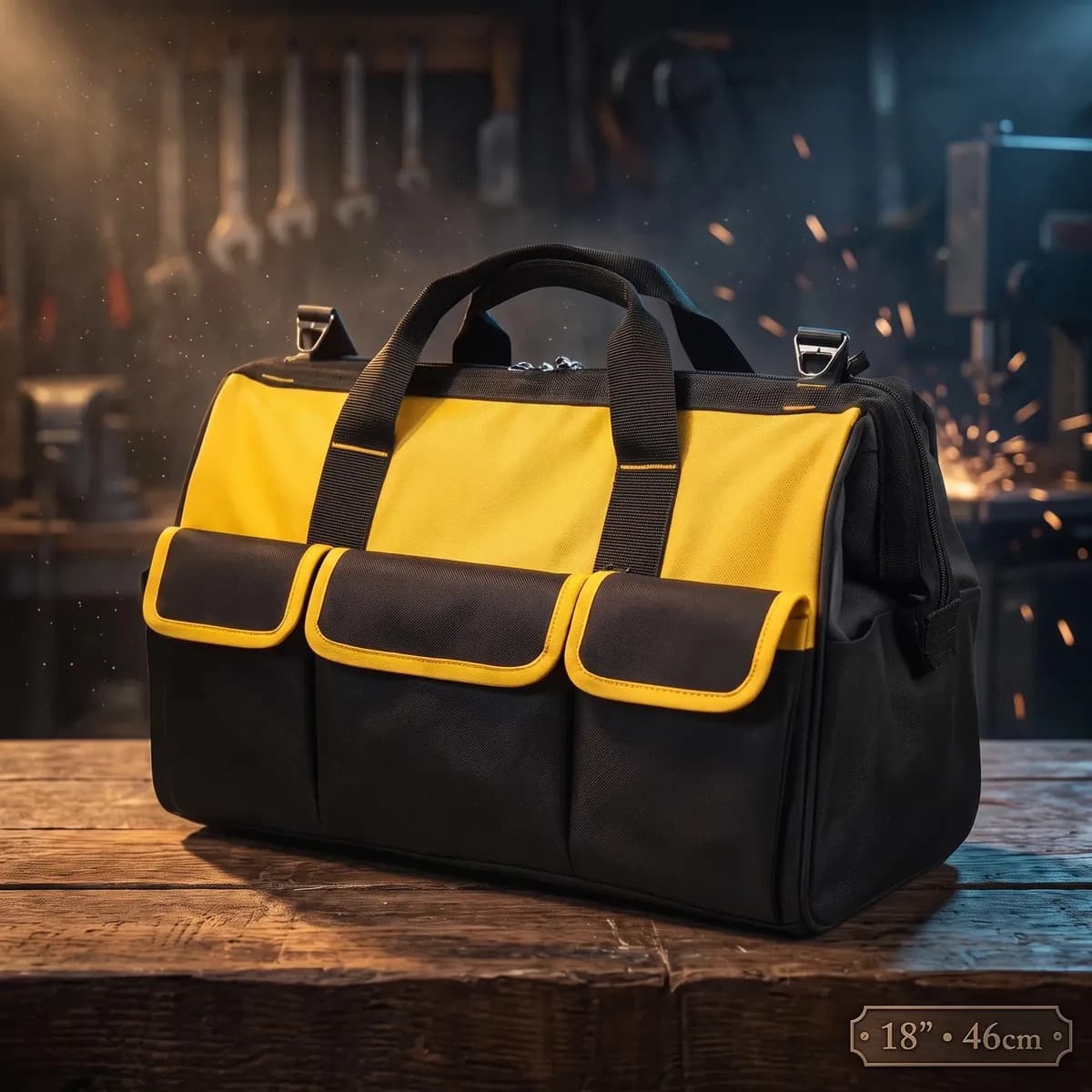 Bolsa Ferramentas Grande Reforçada Maleta Lona 16 Bolsos Fundo Resistente Eletricista Encanador Mecânico Hobista Manutenção Predial Porta Ferramenta Profissiona — imagem 2