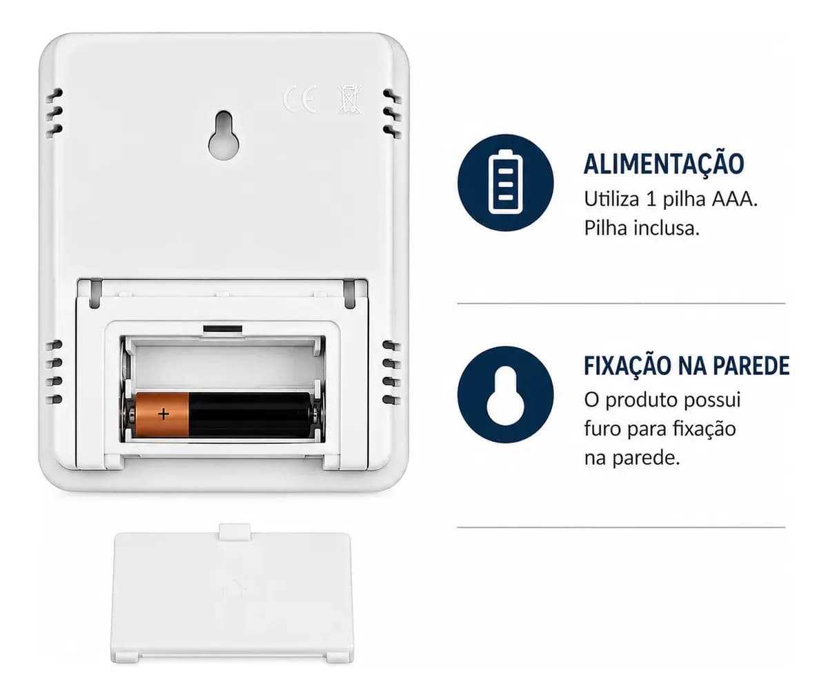 Termo Higrômetro Digital Bahrein para Medir Temperatura e Umidade com Relógio — imagem 6