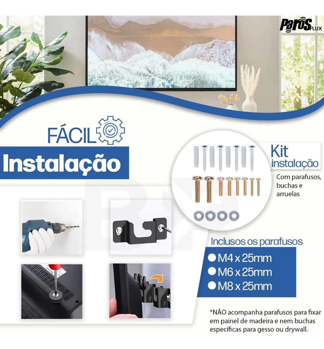 Suporte TV Fixo Universal 10" a 100" Polegadas Forte Para Todas as Marcas — imagem 3