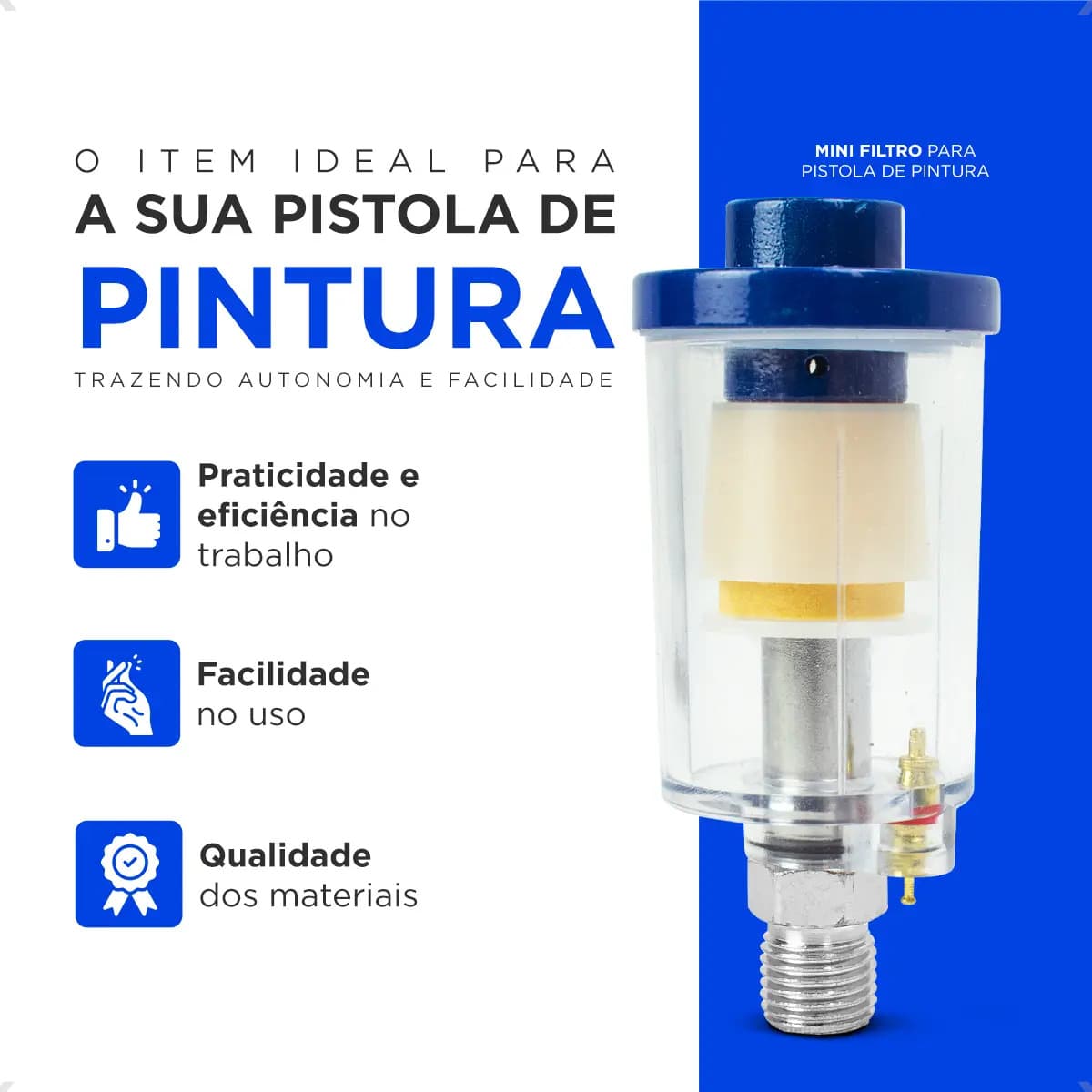 Mini Filtro de Ar Evotek 1/4" HVLP para Pistola de Pintura — imagem 4