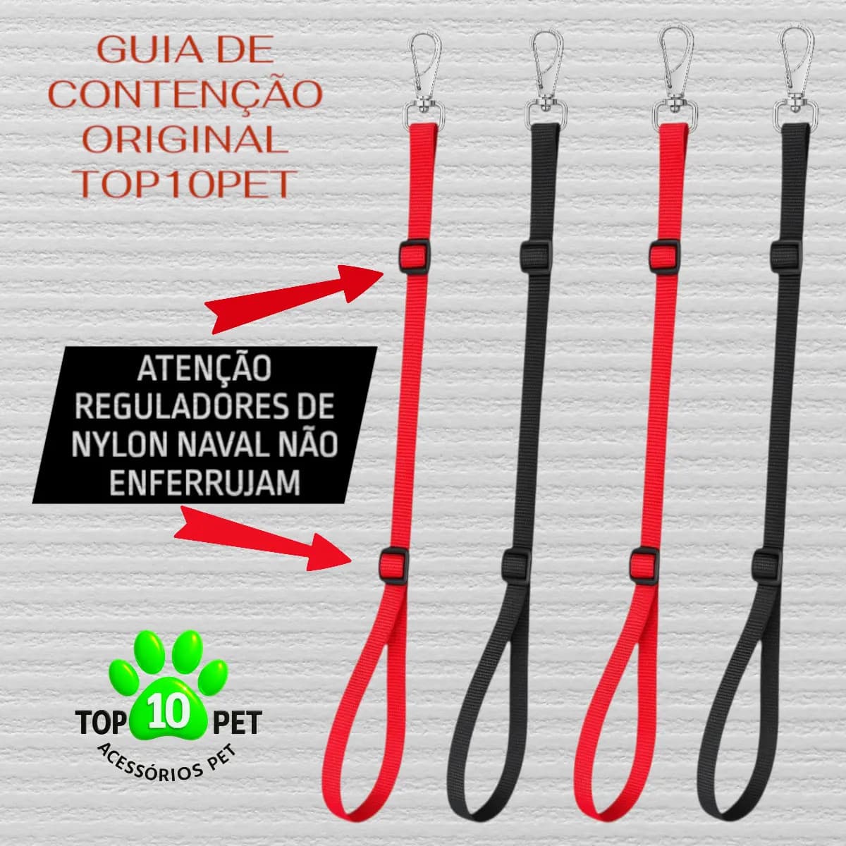 Guia De Contenção Banho E Tosa Para Mesa e Banheira Kit 04 Unid TOP10PET Mix Vermelho Preto — imagem 3