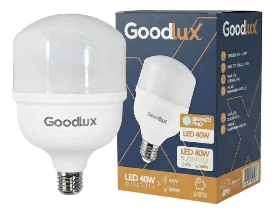 Kit 5 Lampada Led 40w Bulbo 6500k Branco Frio Alta Potência Bivolt 110v 220v Goodlux — imagem 3