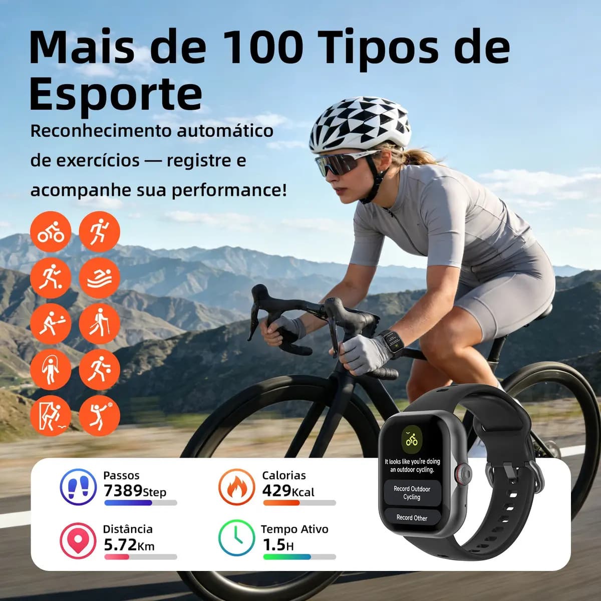 Smartwatch Bettdow Fb055 1.85" Esportivo Ia Gps 3atm Música Preto — imagem 6