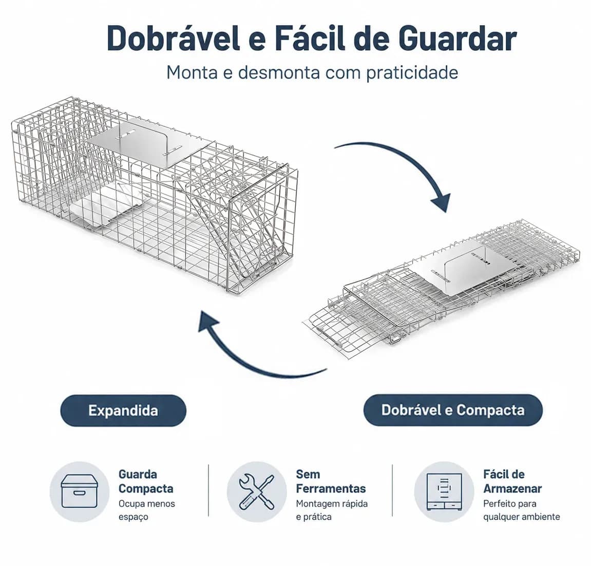 Armadilha Gatoeira Grande Dobravel Porta Automática,Desmontavel Armadinha Para Pegar Gato Gaiola Pega Gato — imagem 6
