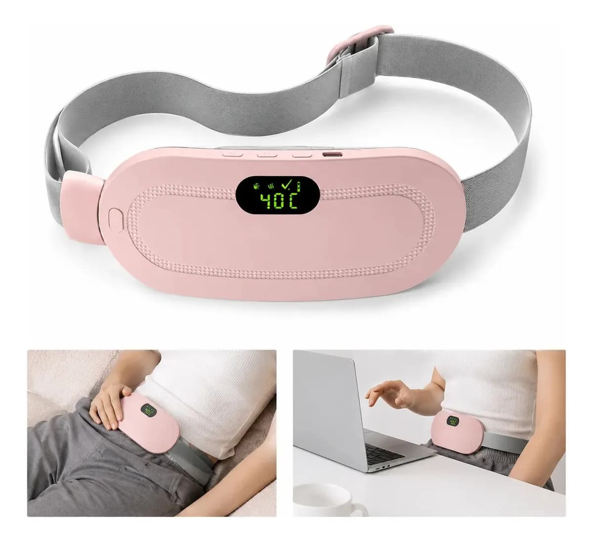 Cinta Massageadora Elétrica Para Cólica Menstrual com Aquecimento e Vibração USB — imagem 5