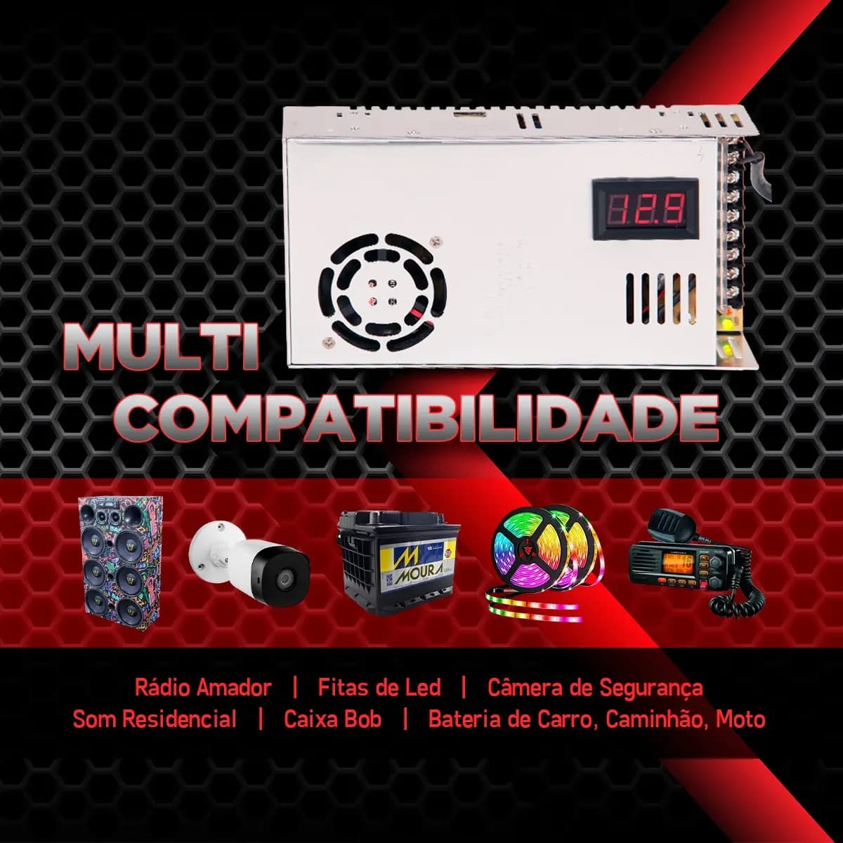 Fonte Chaveada 12v 90a 1200w Bivolt Estabilizada Som Automotivo Led Cftv Impressora 3d Lumiville — imagem 4