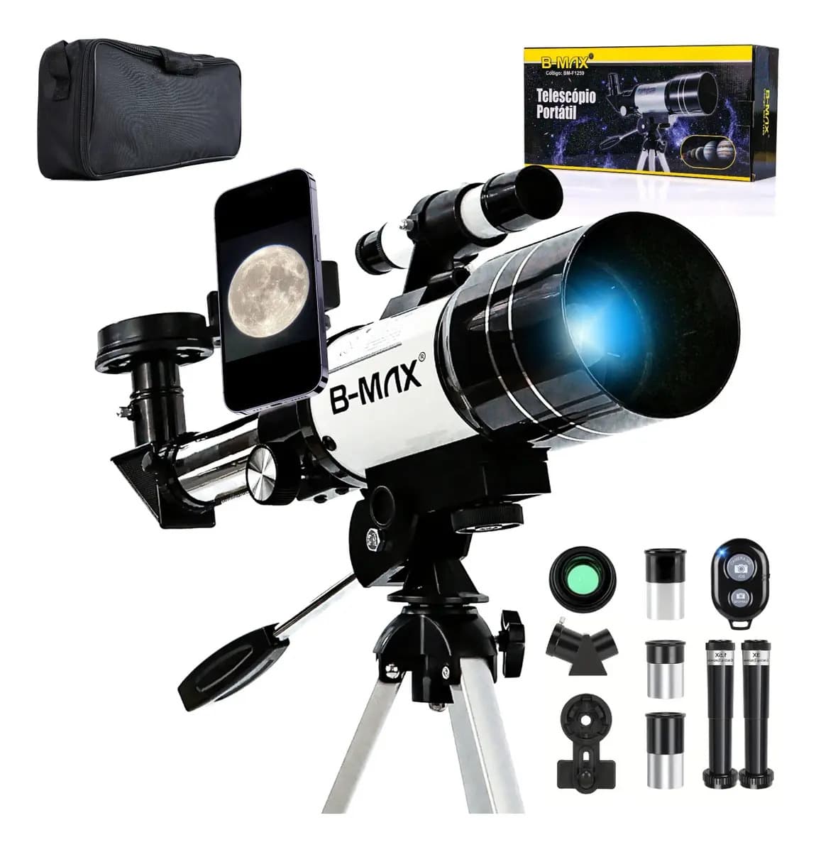 Telescópio Refrator F30070m 70mm Apertura 300mm Tripé Profissional Para Céu Noturno Lua Planetas Nebulosas Ideal Iniciantes Astronomia Óptica Multiplada Observa