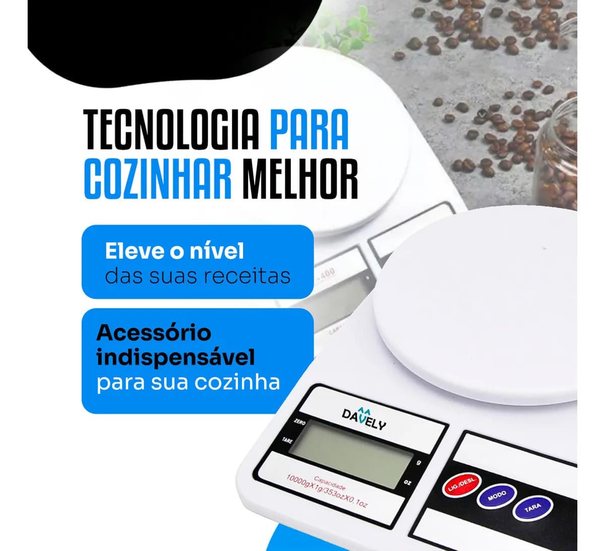 Balança Digital De Precisão De Cozinha Para Uso Domestico E Profissional Fitness Ideal Para Dietas Treinos Alimentos Confeitaria Nutrição Capacidade Máxima 10 K — imagem 4