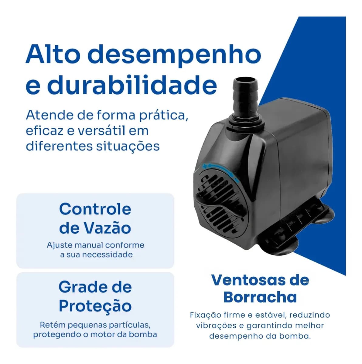 Bomba Submersa 1000 l/h Bombinha 1,5m Lagos Recalque Fontes Aquários Cascata Chafariz Motor Água Doce Salgada Marinho Fonte Hidroponia Aquaponia — imagem 4