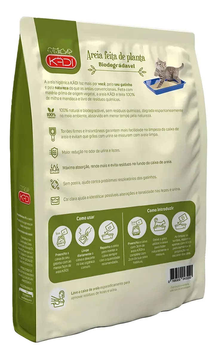 Areia Higiênica Fina Biodegradável Para Gatos Kadi 4kg — imagem 2