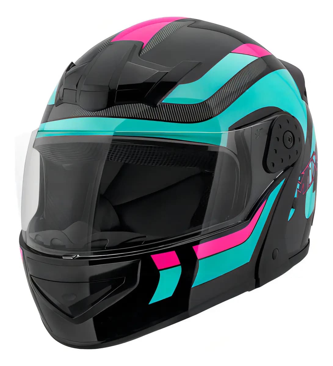 Capacete Robocop Escamoteável Fechado Mixs Gladiator Delta S Cor Azul Rosa Brilhante Tamanho do capacete 60 — imagem 3