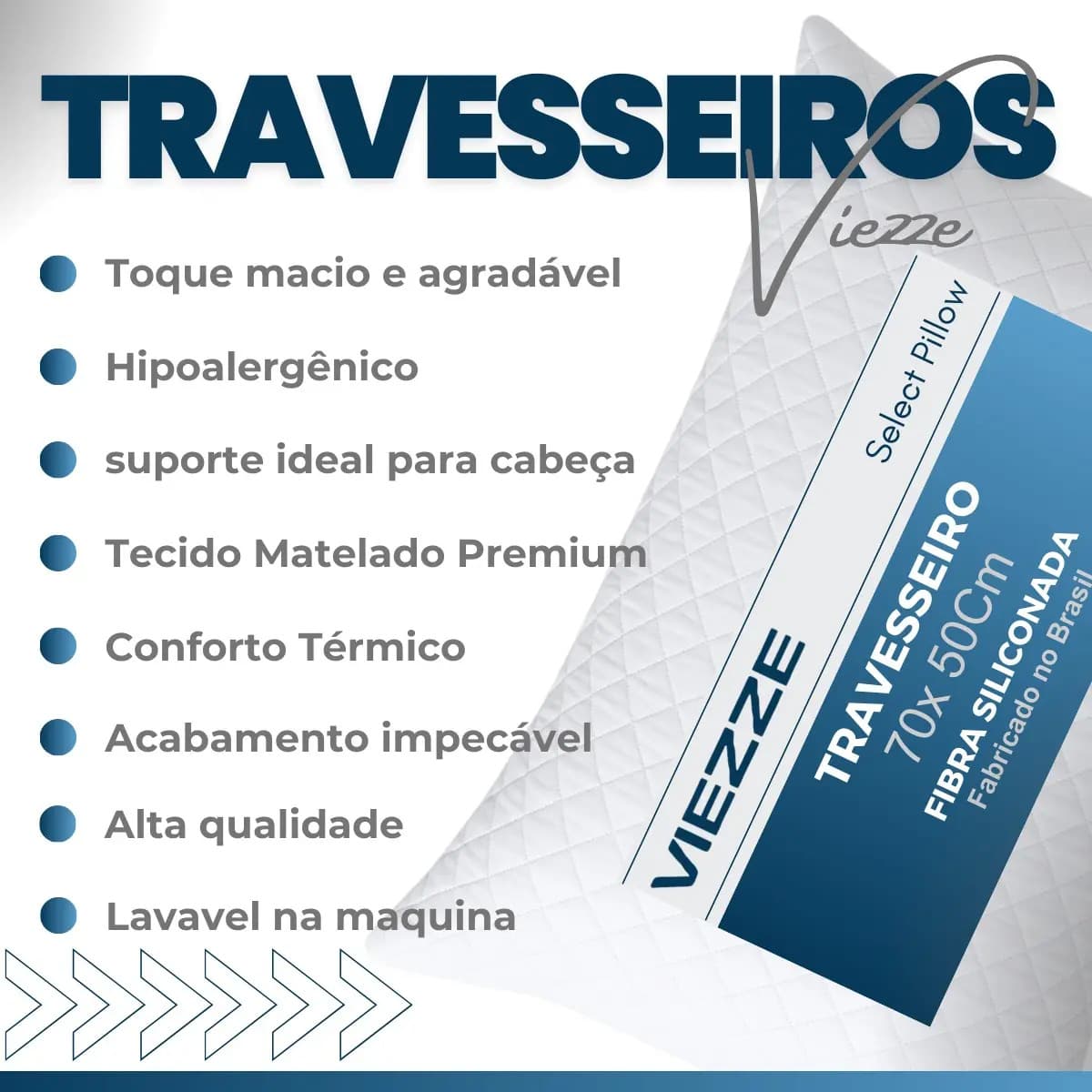 Kit 2 Travesseiros Luxo Matelado Fibra Antialérgica 70x50cm Branco — imagem 6