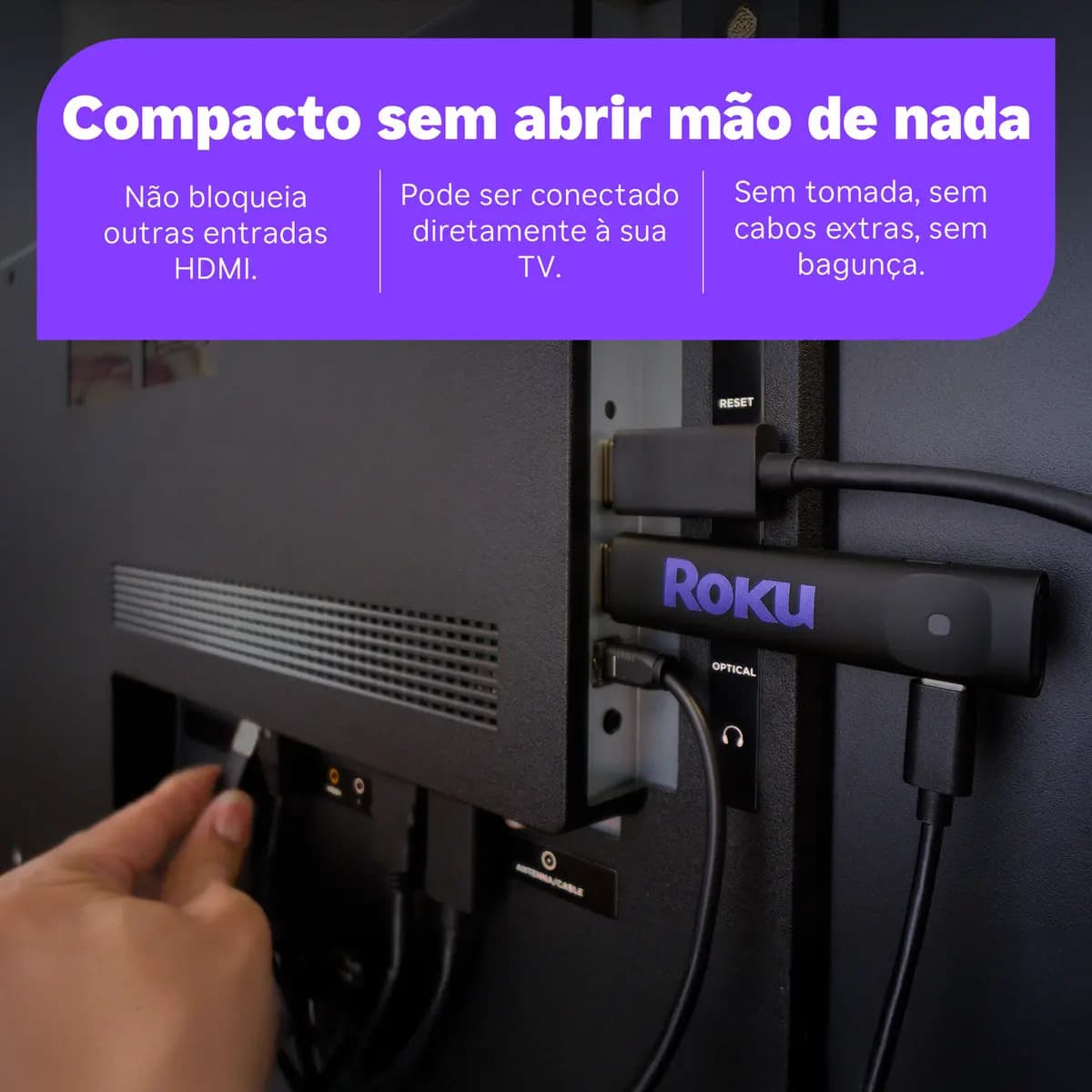Roku Streaming Stick 2025 Para Tv Hd/fhd Controle Por Voz Preto De Voz 3ª geração 3840BR — imagem 5