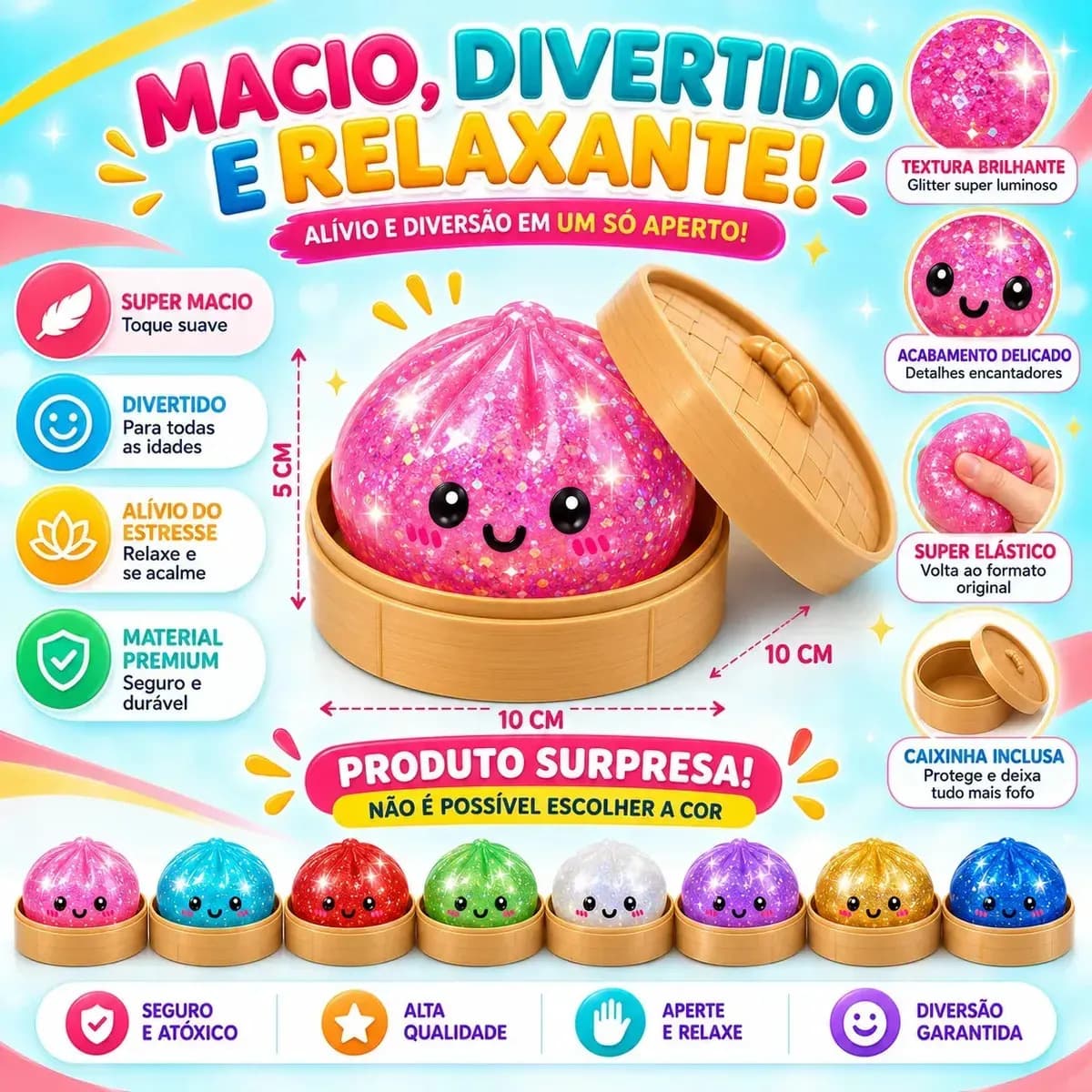 Squishy Brinquedo Antistress Macio Glitter Raro Colecionável — imagem 2