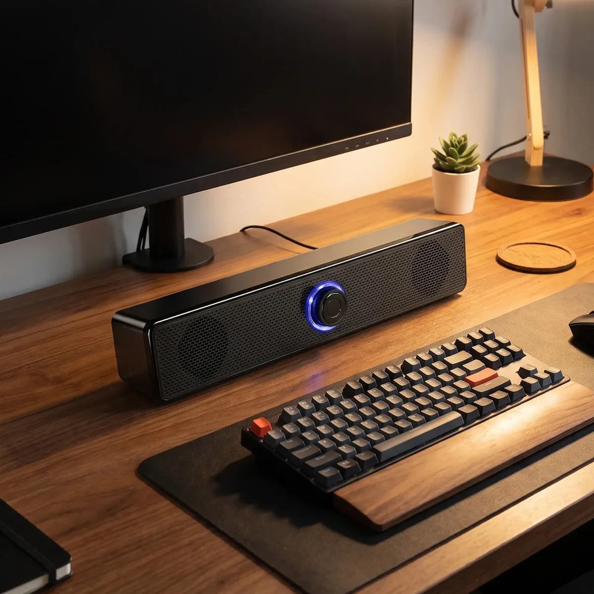 Caixa De Som Gamer Soundbar Para Computador Pc Notebook TV Amplificador Alto Falante Usb Led RGB Cor Preto — imagem 3