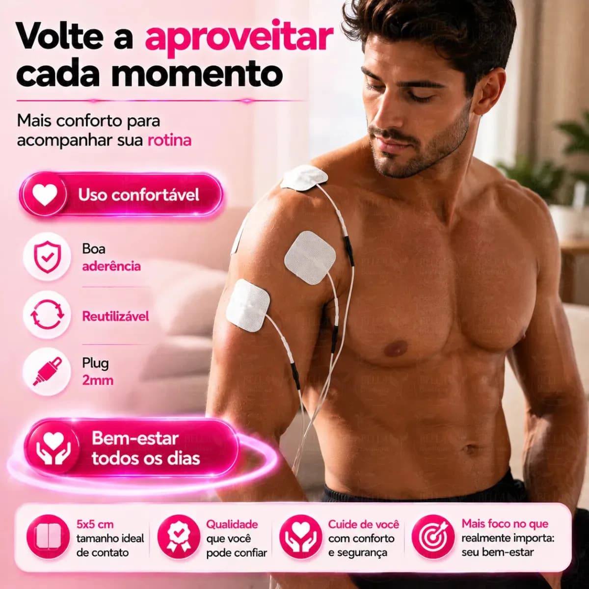 Adesivo Eletrodo Tens - 5x5 - Kit Com 10 Unidades - Cor Branco — imagem 4