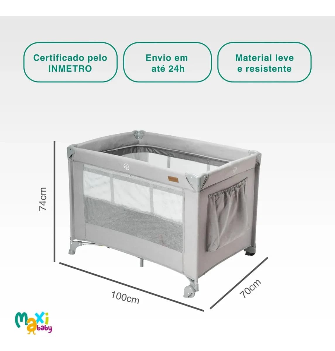 Berço Portátil Infantil Cercado 0-15kg Lazy Maxi baby - Cinza — imagem 5