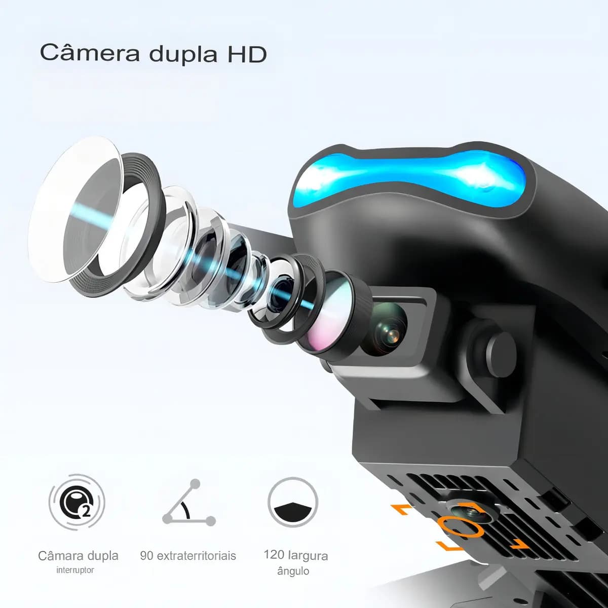 Drone E99 4k Wifi 2 Dupla Hdcâmeras Profissional Cor Preto — imagem 4
