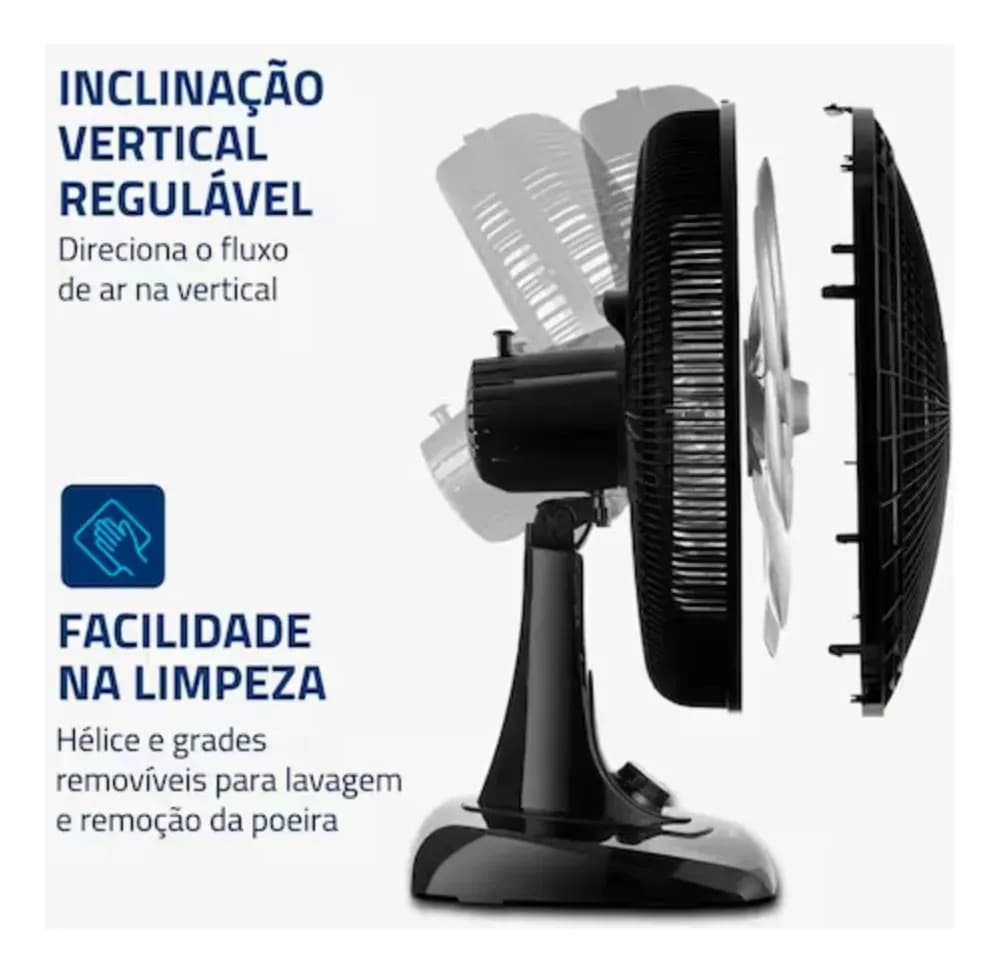 Ventilador de Mesa Mondial Super Power 40cm 6 Pás VSP-40-B 127V Preto/Cinza — imagem 4