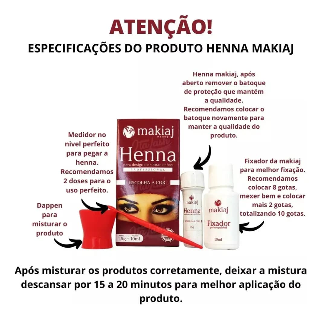 Henna para Sobrancelhas Makiaj Castanho Claro com Pá Medidora — imagem 3