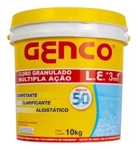 Cloro para Piscina Genco Multipla Ação 3 em 1 Balde 10kg — imagem 3