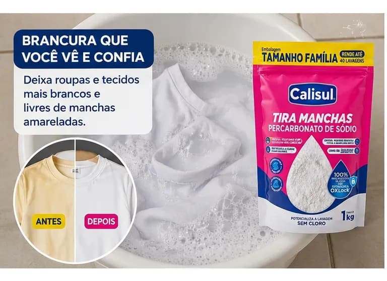 Percarbonato De Sódio 100% Puro | Sem Cloro, Tira Manchas e Branqueador 1kg — imagem 3