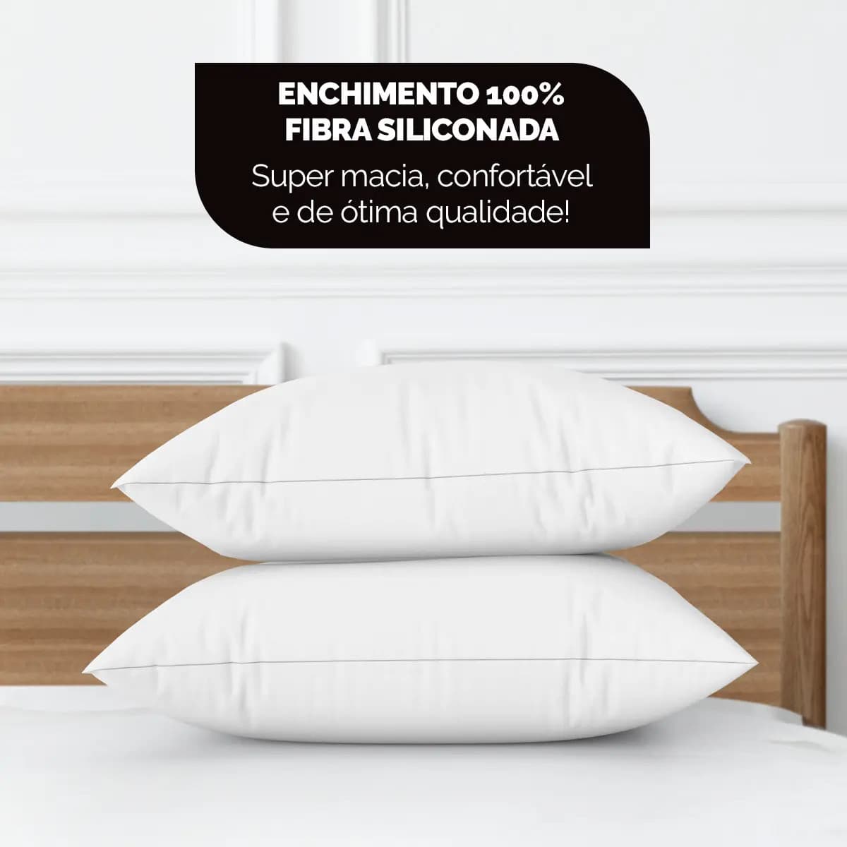 Kit 2 Travesseiros 70x50 Antialérgico Lavável Fibra Siliconada Toque de Pluma de Ganso Oaktex Cor Branco — imagem 3