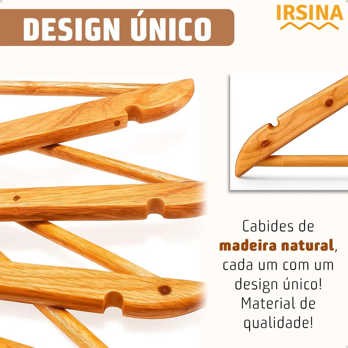 Kit Cabide Madeira Mafim Antiderrapante para Roupa Adulto Reforçado Irsina — imagem 6