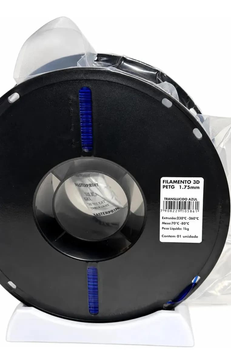 Filamento De Impressora 3d Petg 1,75mm 1kg Masterprint Azul Translucido — imagem 4
