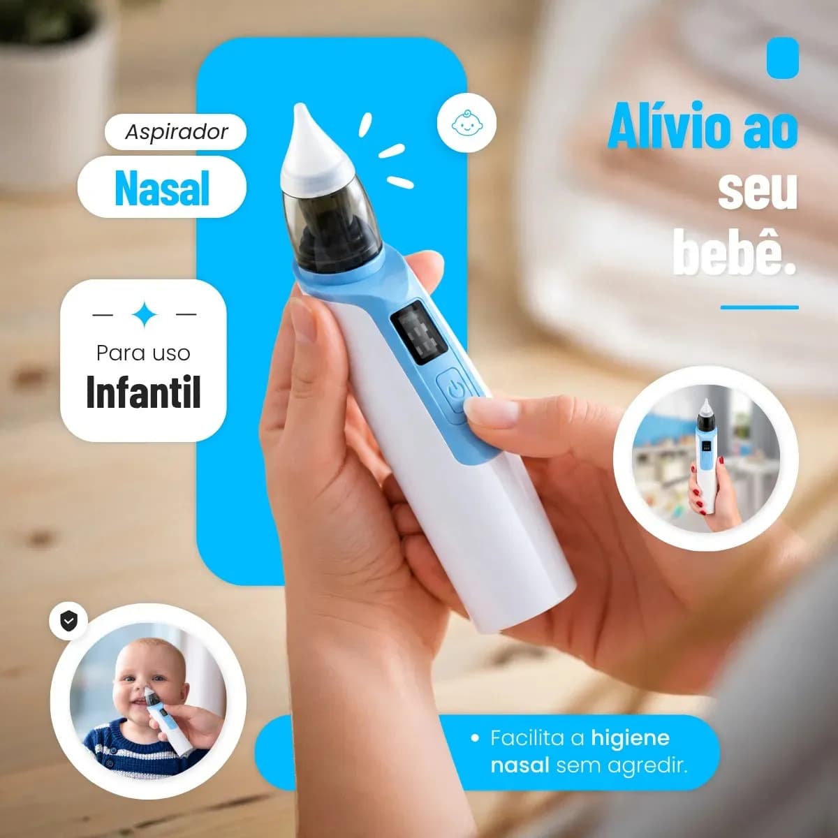 Aspirador Nasal Rosa Elétrico Infantil Bebê Recarregável USB Sugador de Nariz Limpeza Nasal Portátil Removedor de Catarro Secreção Infantil Criança Pro Brindes — imagem 2