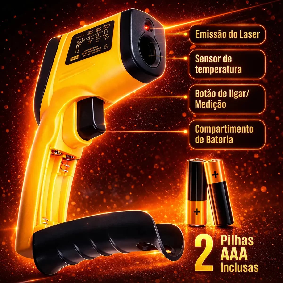 Termômetro Infravermelho Brasiliana Tech Digital Para Culinária E Industrial Até 400°C Laser Cozinha Churrasco Fritura Forno Visor LCD — imagem 4