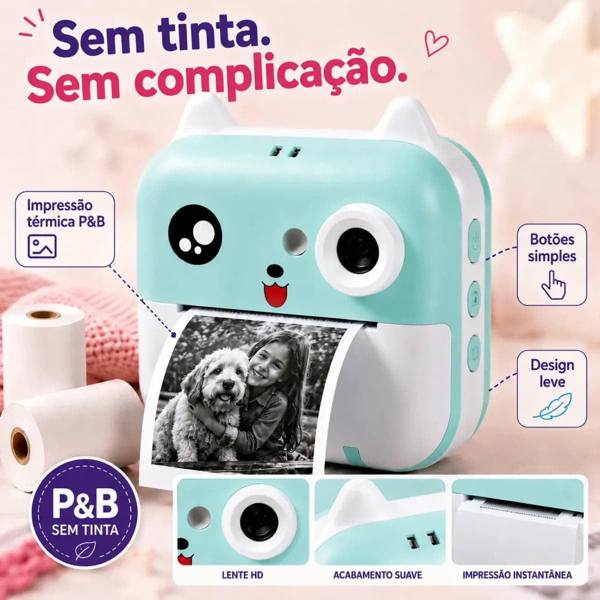 Câmera Infantil Instantânea Full Hd Fotos Jogos Divertidos Cor Azul — imagem 5