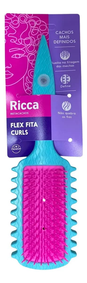 Escova Flex De Fitagem Ricca Curls Cachos Mais Definidos Cor Azul E Rosa
