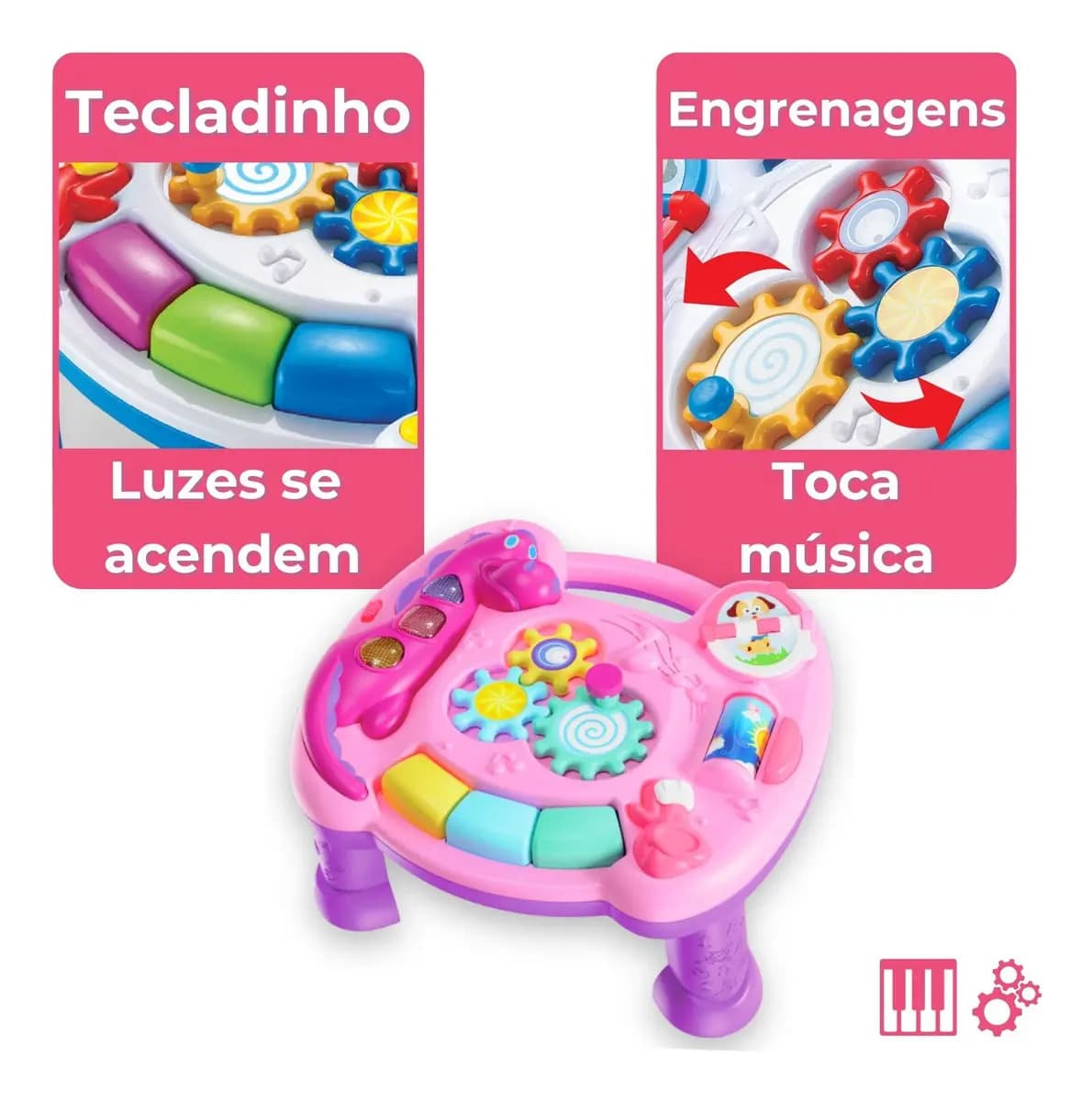 Mesinha Atividades Infantil Didática Mesa Bebe Interativa Cor Rosa — imagem 3