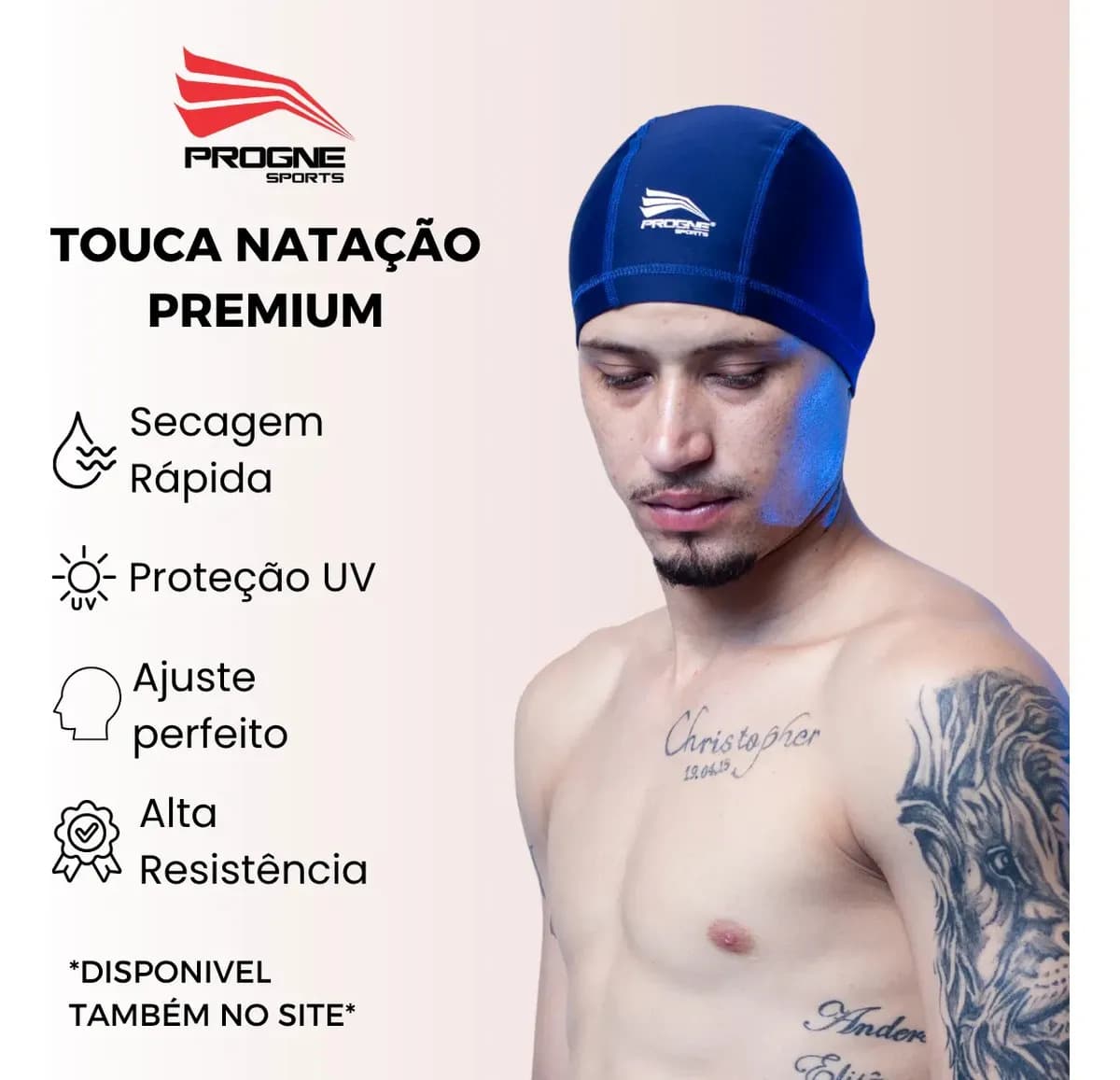 Touca Natação Hidroginástica Premium Extralife Progne Sports Azul-Marinho Tamanho Único — imagem 2
