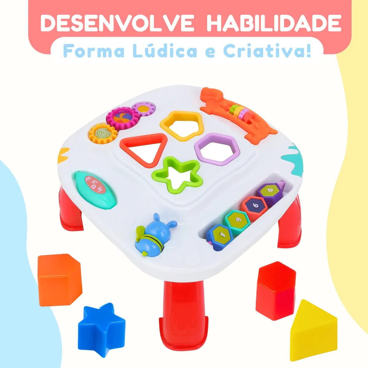 Mesinha Didática Infantil Educativa Sensorial Mesa Divertida Atividades Interativas Clube Educativo® — imagem 4