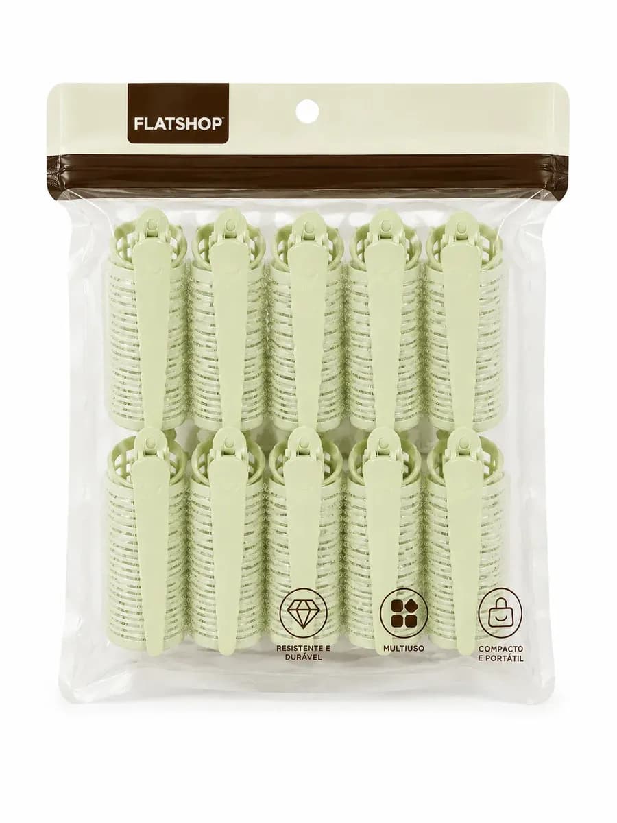 Kit Bobs com Velcro médio + clips Prisilha bico de pato ondulador Modelador cachos franja autocolante Para Cabelo 10 unidades Verde — imagem 2