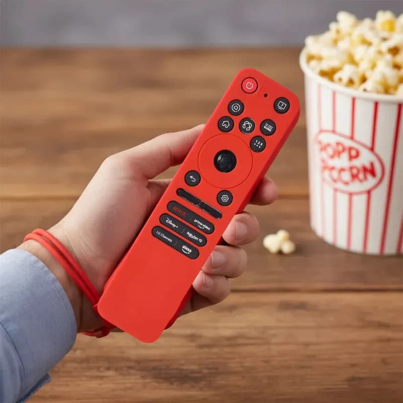 Capa de Silicone Brilha no Escuro para Controle LG MR25GA Vermelha com Aro — imagem 2