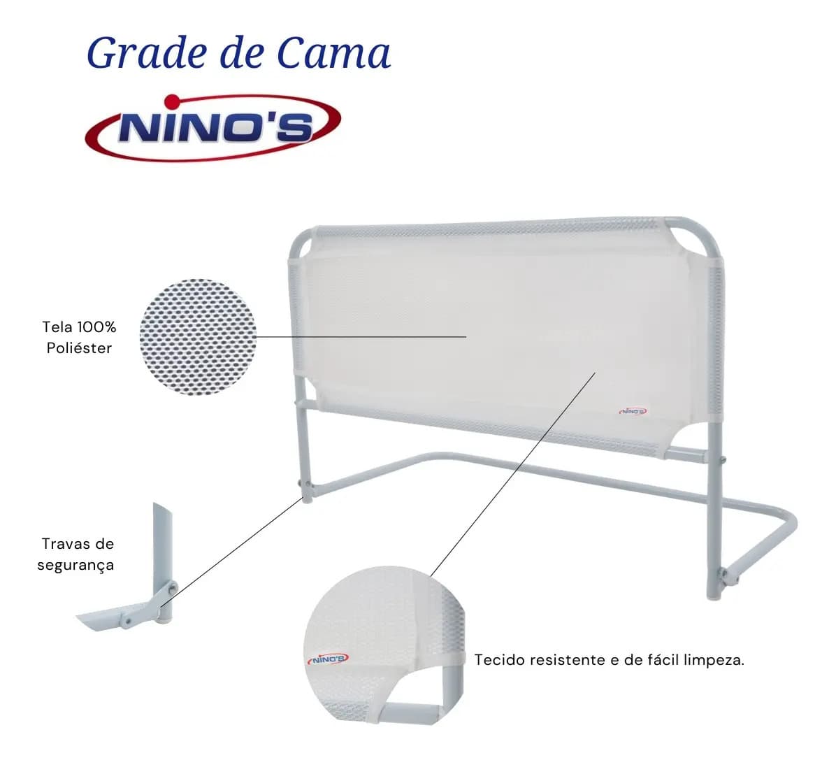 Grade De Cama Box Master Medidas 120 X 54 Branca Ninos Branco Lisa — imagem 4