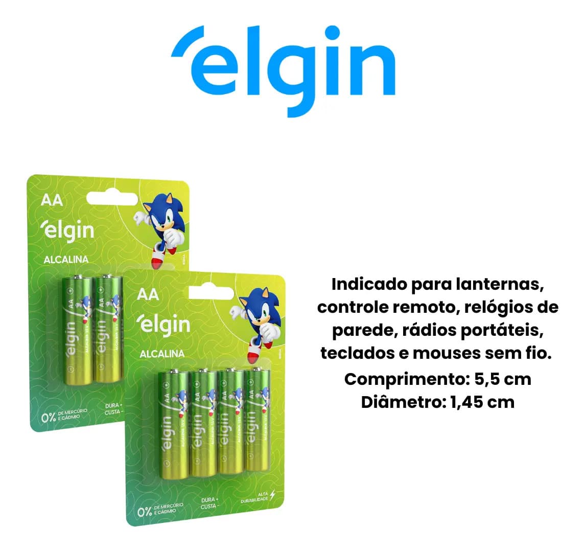 40 Pilha Alcalina AA LR6 1,5v Blister 82153 Elgin Energy — imagem 5