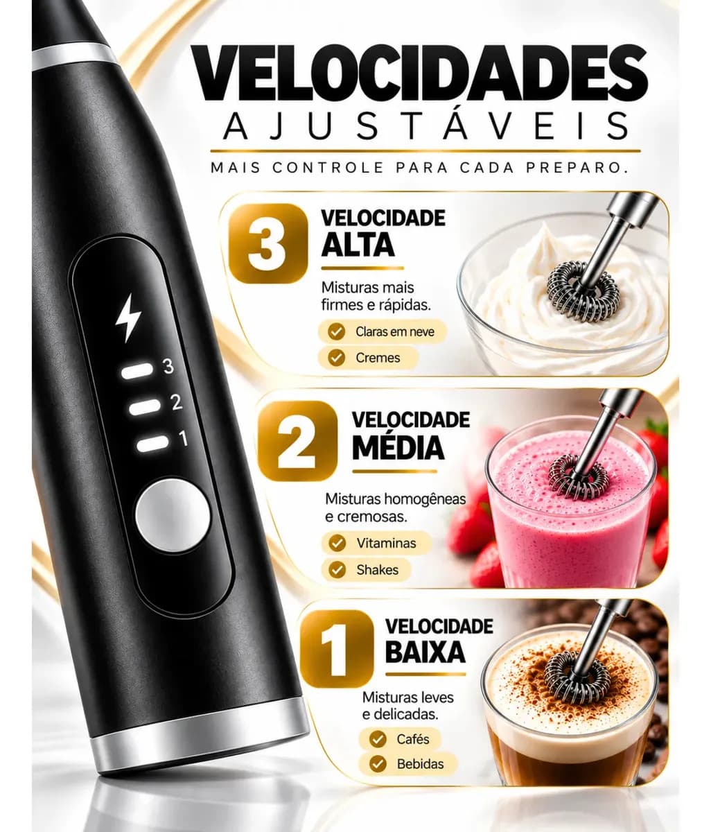 Mini Mixer Misturador De Bebidas Elétrico 2 Em 1 Portátil Recarregável Mexedor De Ovos Leite Whey Café Espuma Shake Drinks Capuccino Suco Blackbom — imagem 4