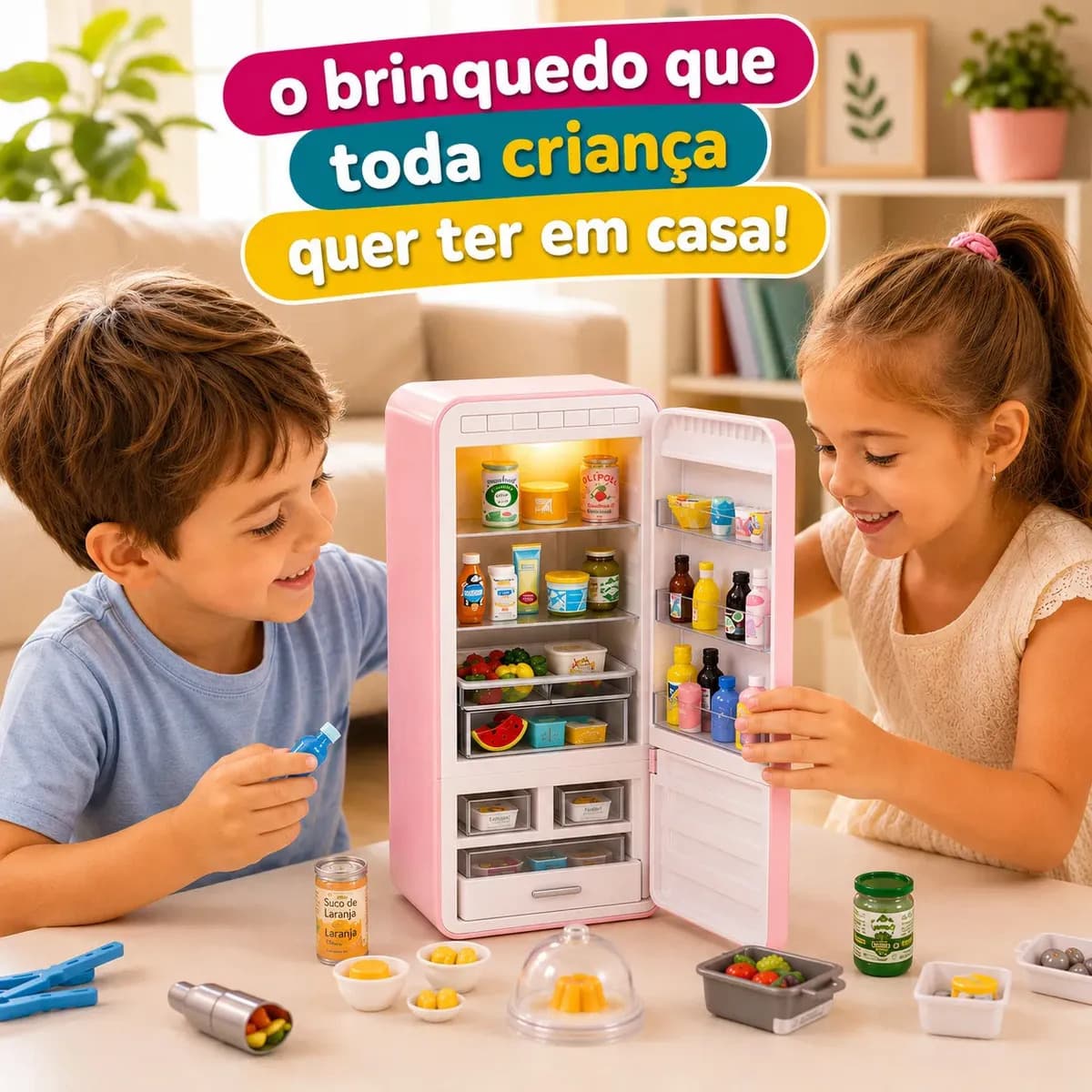 Mini Geladeira de Brinquedo Epsilon Rosa com Luz LED e 2 Cápsulas Surpresa — imagem 6