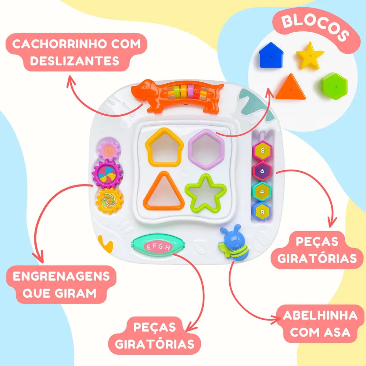Mesinha Didática Infantil Educativa Sensorial Mesa Divertida Atividades Interativas Clube Educativo® — imagem 3