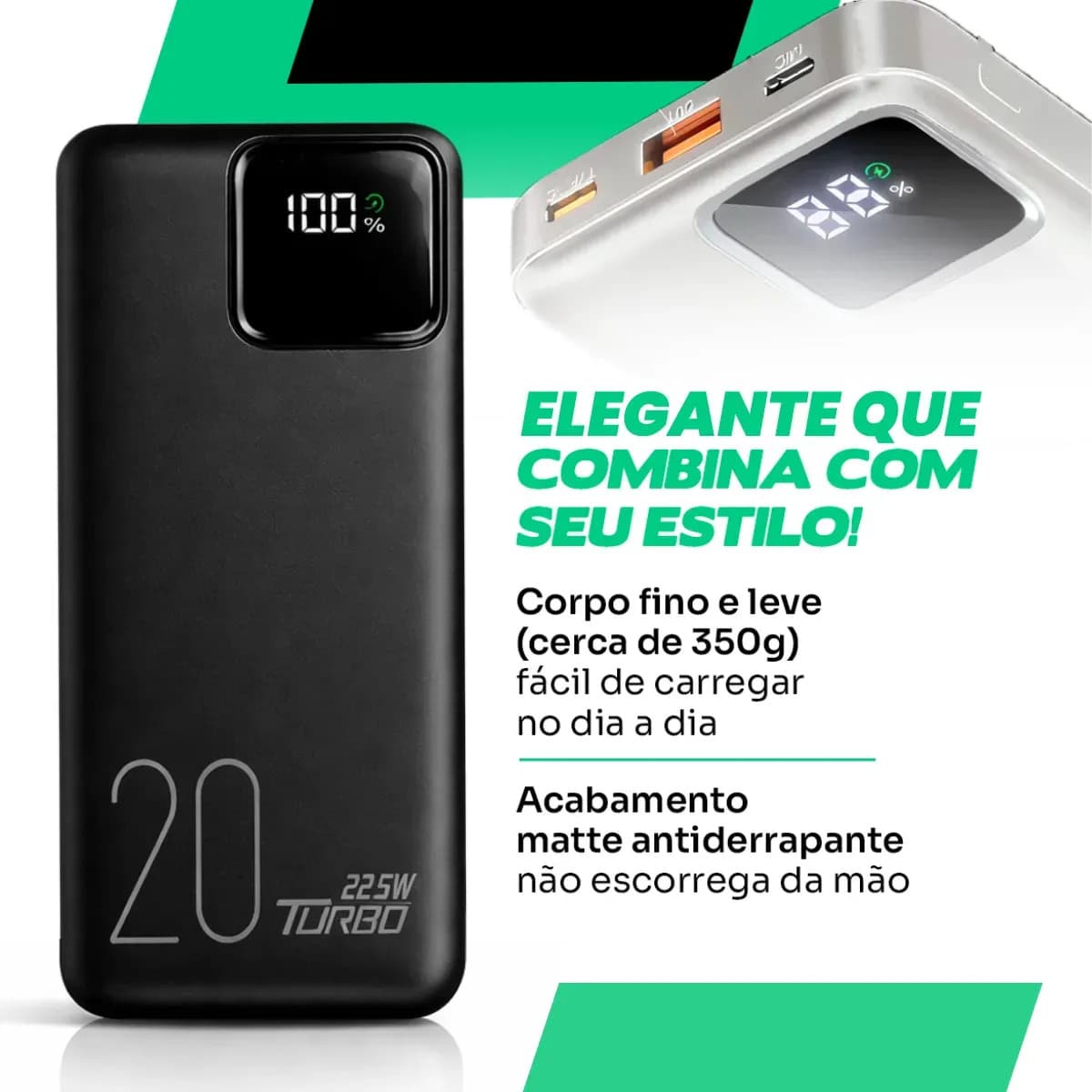Power Bank Nixzen 20.000 mAh com Carregamento Rápido Turbo para Celular USB-C — imagem 3