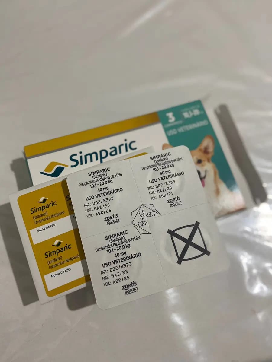 Simparic 40mg Cães 10,1-20kg Pulgas Carrapatos 3 Comprimidos Zoetis — imagem 4