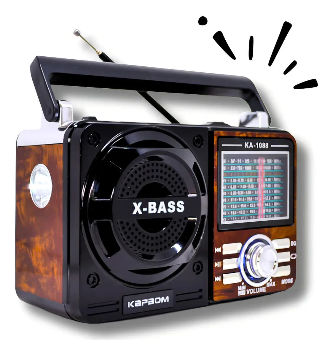 Rádio Retrô Vintage Portátil AM/FM Bluetooth USB Marrom — imagem 3